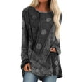thumbnail image 1 of Dezsed Women's Fall T-Shirt Tunic Tops Blouse Shirts Women's Round Neck Ethnic Style Print Casual Long Sleeve Plus Size Fashion Top Gray L, 1 of 5