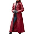thumbnail image 1 of Dezsed Women's Faux Leather Jackets Long Trench Coat Women's Fashion Sexy Autumn And Winter Solid Long Leather Coat Imitation Leather Windbreaker Coat Wine XXL, 1 of 5