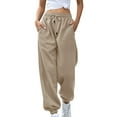 thumbnail image 1 of Dezsed Women's High Waisted Sweatpants Workout Active Joggers Pants Baggy Lounge Bottoms Casual Athletic Pants with Pockets Khaki XL, 1 of 6