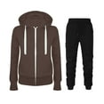 thumbnail image 1 of Dezsed Women's Hooded Sweatshirt Fall Winter Outfits Sports Tracksuits Long Sleeve Pullover Hoodies Pants Suit Womens Clothes Brown XL, 1 of 3