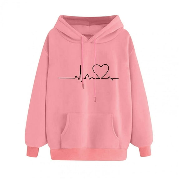 Dezsed Women's Hoodie Classic Sweatshirt Clearance Women Loose Long Sleeve Sweatshirt Pumpkin Hooded Hoodie Sweatshirt Blouse Pink