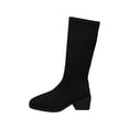 thumbnail image 1 of Dezsed Women's Knee-High Stretch Knitted Boots with Low Block Heel Almond Toe Mid Calf Boot Casual Dress Shoes for Fall Winter Black 38, 1 of 8