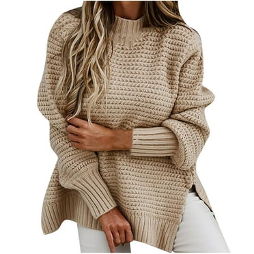 Dezsed Women's Knit Pullover Sweater Clearance Sweaters for Women Solid Color Long Sleeve Pullove Round Neck Shirt Sweater Tops