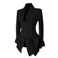 thumbnail image 1 of Dezsed Women's Lace Steampunk Thin Jacket Clearance Women Long Sleeve Retro Gothic Victorian Medieval Coat Trim Button Up Vintage Irregular Tailcoat Outwear Black S, 1 of 1