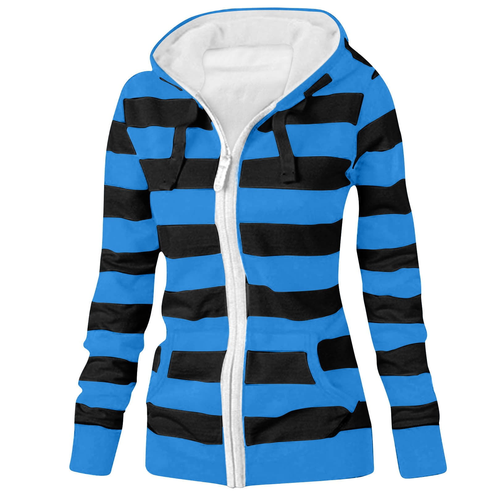 Blue and cheap black striped hoodie