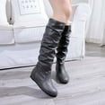 thumbnail image 1 of Dezsed Women's Long Boots Winter Solid Color Long Boots Flat Heels Round-Toe Knee High Boot Gray 40, 1 of 5