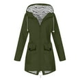 thumbnail image 1 of Dezsed Women's Raincoats Windbreaker Rain Jacket Women Solid Rain Jacket Outdoor Plus Size Water-proof Hooded Windproof Loose Coat Green XXL, 1 of 5