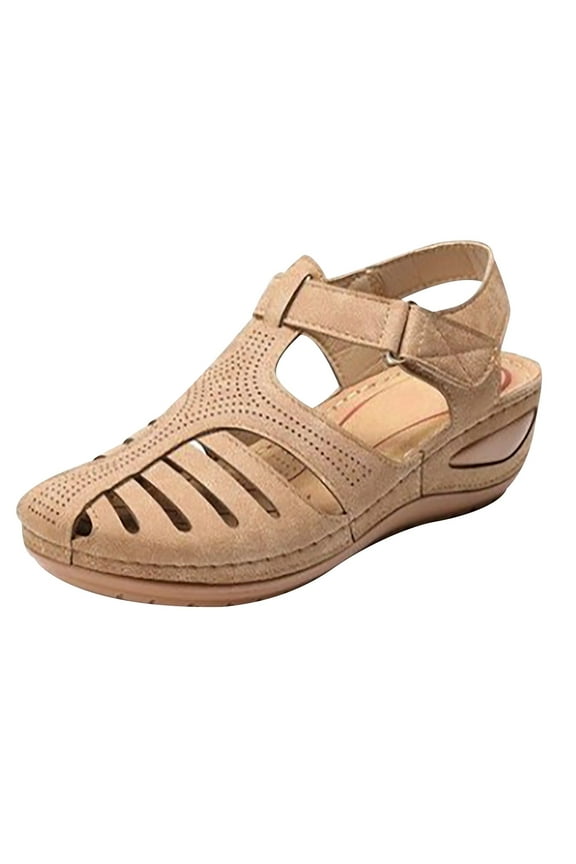 Women's Sandals Premium Orthopedic Bunion Corrector Flats Casual Soft Sole Beach Wedge Vulcanized Shoes Beige 37
