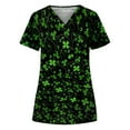 thumbnail image 1 of Dezsed Women's Scrub Tops Fashion St. Patrick's Day Printed V-Neck Short Sleeve Pockets Workwear Nurse Working Uniforms Summer Casual Shirt Blouse, 1 of 3