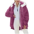 thumbnail image 1 of Dezsed Women's Solid Color Zipper Pocket Hooded Ear Loose Jacket Long Sleeved Hooded Casual Jacket/jacket Hot Pink XL, 1 of 9