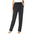 thumbnail image 1 of Dezsed Women's Straight Leg Long Pants Summer Elastic High Waist Casual Trousers Comfy Stretch Pull On Pants with Pockets Dark Gray 2XL, 1 of 6