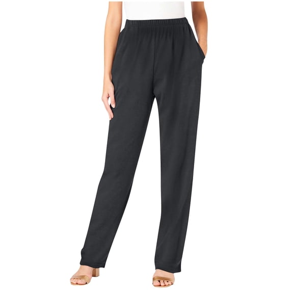 Dezsed Women's Straight Leg Long Pants Summer Elastic High Waist Casual Trousers Comfy Stretch Pull On Pants with Pockets Dark Gray 2XL