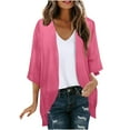 thumbnail image 1 of Dezsed Women's Summer Cardigans Lightweight Open Front Cardigan Casual 3/4 Sleeved Printed Cardigan Jacket Hot Pink L, 1 of 6