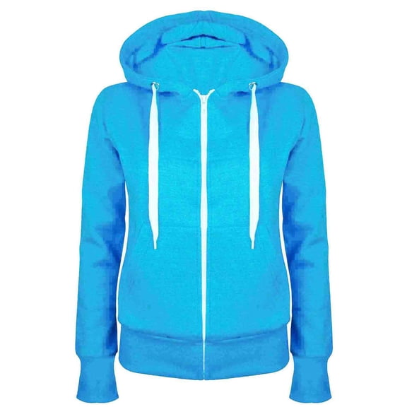 Dezsed Women's Sweatshirt Hoodie Fall Winter Fashion Casual Hooded Slim Jacket Fleece Sweater Coat with Zipper Blue S