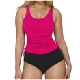 thumbnail image 1 of Dezsed Women's Tankini Set Two Piece Swimsuit Ruched Drawstring Bathing Suits Swimwear with High Waisted Bottom Hot Pink M, 1 of 8