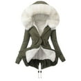 thumbnail image 1 of Dezsed Women's Thicken Fleece Lined Parka Winter Coat Fashion Woman Long Sleeve Open Front Loose Outerwear Solid Blouse Coat Tops Zipper Blouse White M, 1 of 3