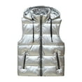 thumbnail image 1 of Dezsed Women's Thicken Winter Vest Women Fashion Vest Loose Bright Leather Solid Color Stand Collar Cotton Waistcoat Vest Jacket XXL, 1 of 6
