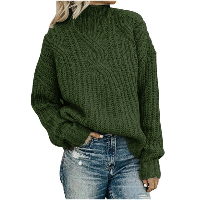 Dezsed Women's Turtleneck Oversized Sweaters Clearance Womens Solid ...