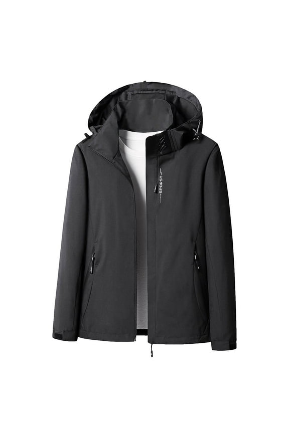 Women's Waterproof Rain Jacket Outdoor Lightweight Hooded Raincoat Trench Coats for Hiking Travel Black M