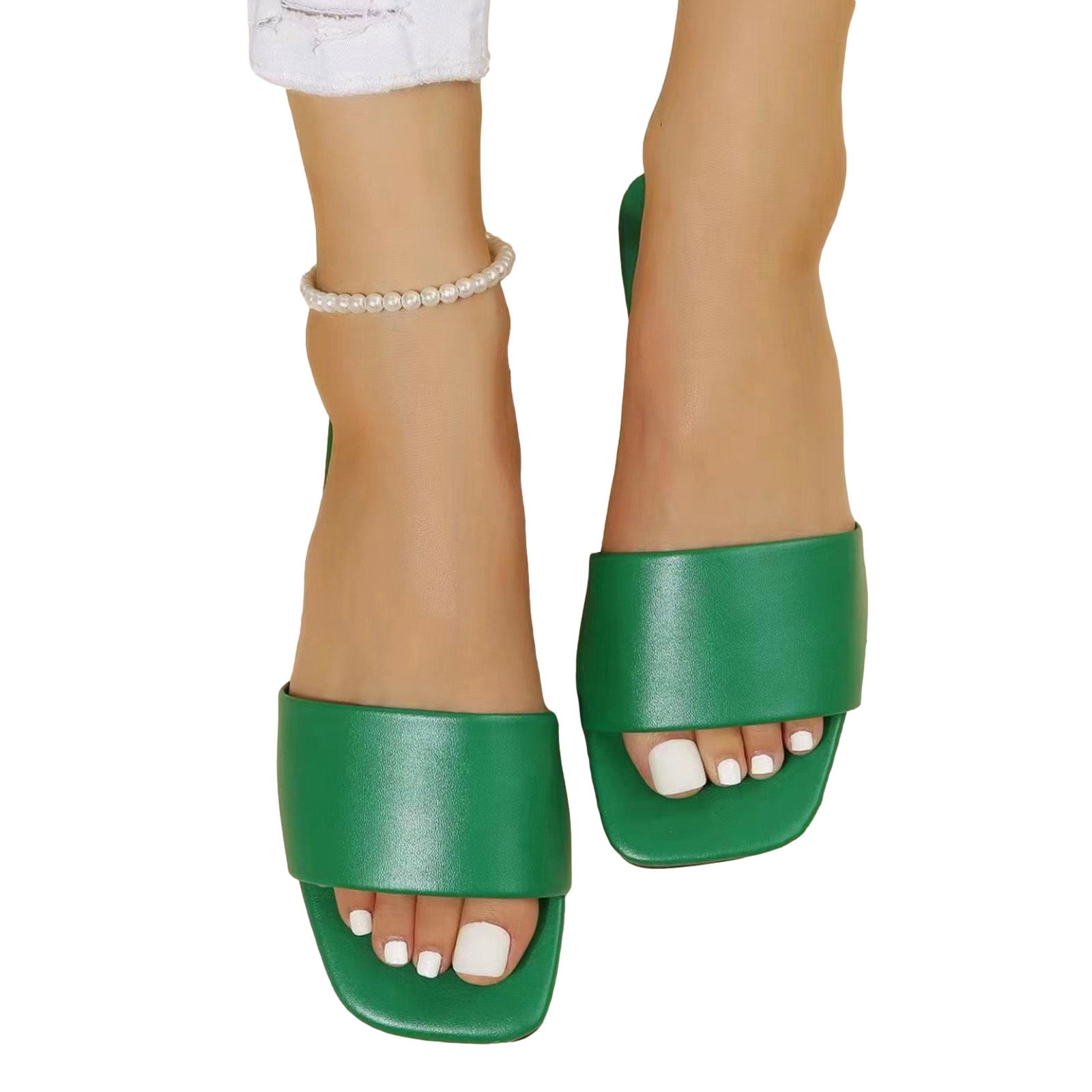 Gianvito Rossi Embellished Leather Flat Sandals In Green | ModeSens