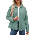thumbnail image 1 of Dezsed Women's Winter Quilted Jackets Lightweight Long Sleeve Button Down Puffer Jacket Padded Coats Outerwear with Pockets Mint Green 2XL, 1 of 9
