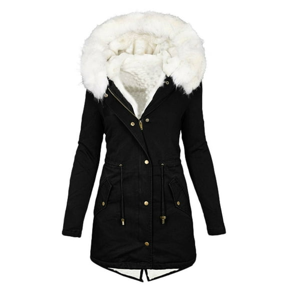 Dezsed Women's Winter Warm Parka Coat Women's Comfy Stylish Stitching Long Sleeve Sweater Casual Long Cardigan Tops Black L