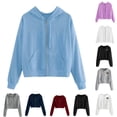 thumbnail image 1 of Dezsed Women's Zip Up Hoodie Cropped Jackets Fall Outfits Casual Solid Long Sleeve Oversized Lightweight Hooded Sweatshirt Gray M, 1 of 7