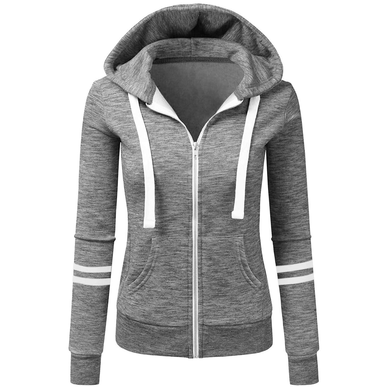 Polyester Zip Up Hoodie Yuosegray Women's Zip Up Hoodie - Trendy Thermal Long Sleeve Shirt For Women Yoga Sweater