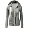 thumbnail image 1 of Dezsed Womens Active Long Sleeve Zip Up Hoodies Slim Fit Lightweight Casual Stripe Hooded Sweatshirt with Pockets Gray M Clearance, 1 of 5