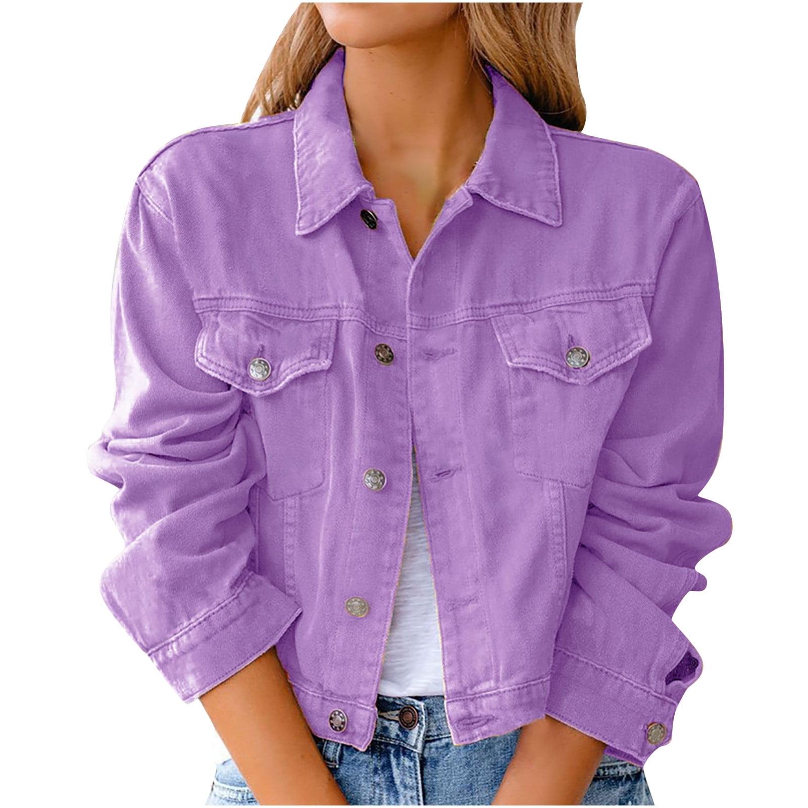 Dezsed Womens Basic Button Denim Jean Jacket Women Fashion Casual Pockets Long Sleeve Tops Jacket Denim Outwear Purple S - Walmart.com Dezsed Womens Basic Button Denim Jean Jacket Women Fashion Casual Pockets Long Sleeve Tops Jacket Denim Outwear Purple S - Walmart.com
