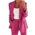 thumbnail image 1 of Dezsed Women's 2 Piece Outfit Casual Solid Open Front Blazer Jackets and Dressy Dress Pant Elegant Business Office Suits Set Fall Outfit Hot Pink M, 1 of 4