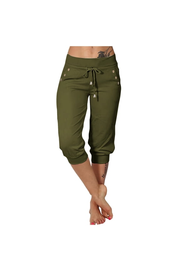Womens Cargo Capris Hiking Pants Lightweight Quick Dry Outdoor Athletic Capri Summer Casual Bermuda Shorts with Pockets Army Green XXL