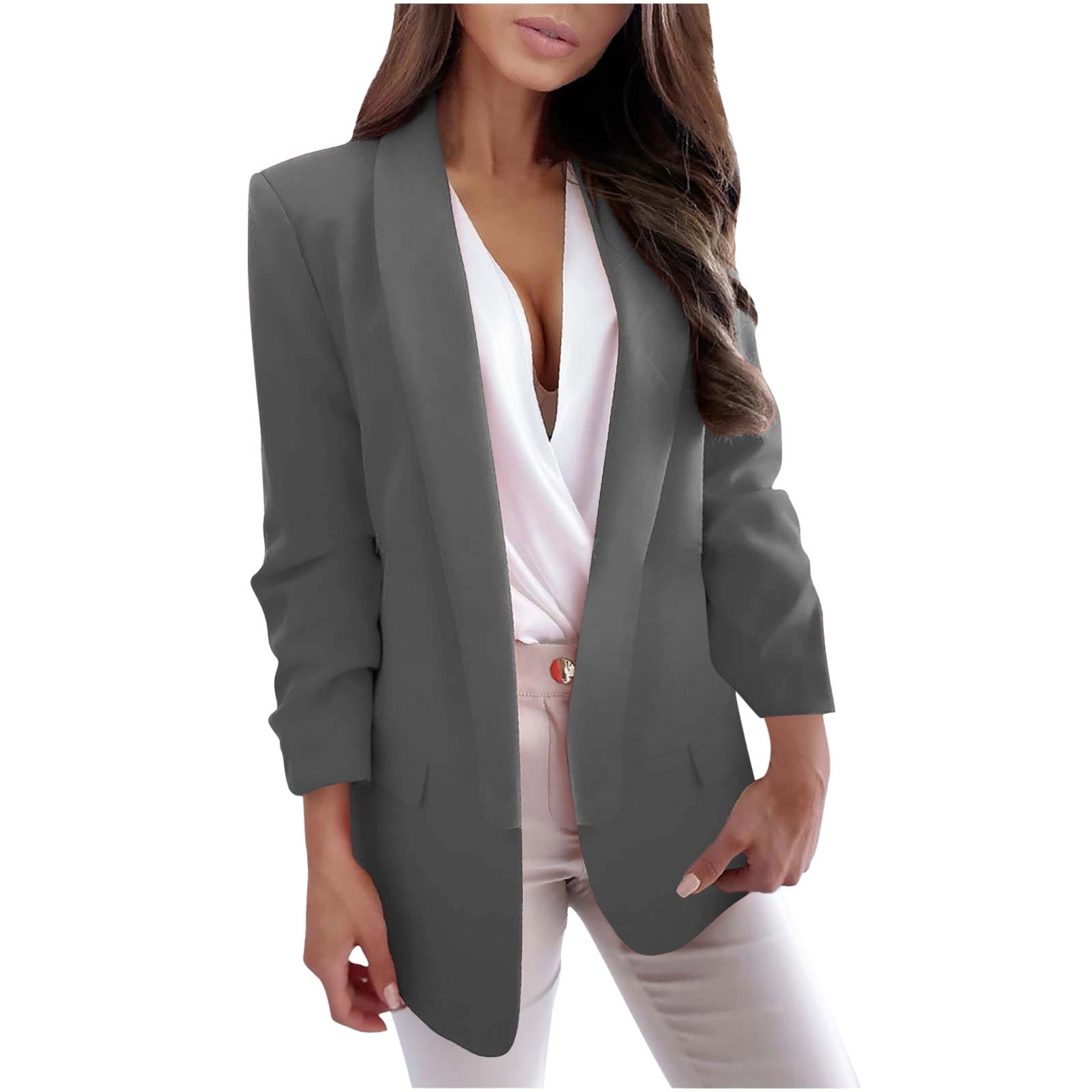 Bonangber Women's Casual Zip-Up Hoodie - Loose Fit Long Sleeve Sweatshirt With Pockets, Solid Color - View #2