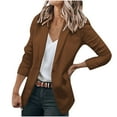 thumbnail image 1 of Dezsed Womens Casual Blazers Women's Casual Lightweight Blazer Open Front Lapel Long Sleeve Jacket Work Office Blazer For Daily/Work Brown XXXXL, 1 of 7