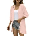 thumbnail image 1 of Dezsed Womens Casual Lightweight Cardigans with Pockets 3/4 Sleeve Open Front Cardigan Soft Long Cardigans Sweater Pink L, 1 of 8