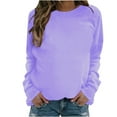 thumbnail image 1 of Dezsed Womens Casual Long Sleeve Tunic Tops Round Neck Loose Sweatshirt Pullover Tunic Shirts Blouses Purple B L, 1 of 5