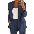 thumbnail image 1 of Dezsed Womens Casual Open Front Blazer Women Business Attire Solid Color Long Sleeve Cardigan Top Jacket Coat Outwear Navy XXXL, 1 of 6