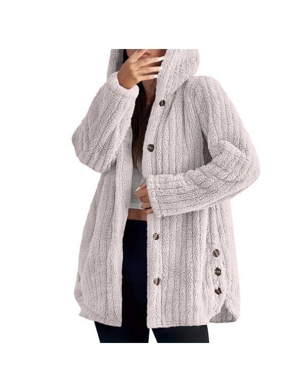 Womens Corduroy Shacket Jacket Button Down Shirts Pocket Long Sleeves Hooded Blouses Tops Jacket Coats Beige L