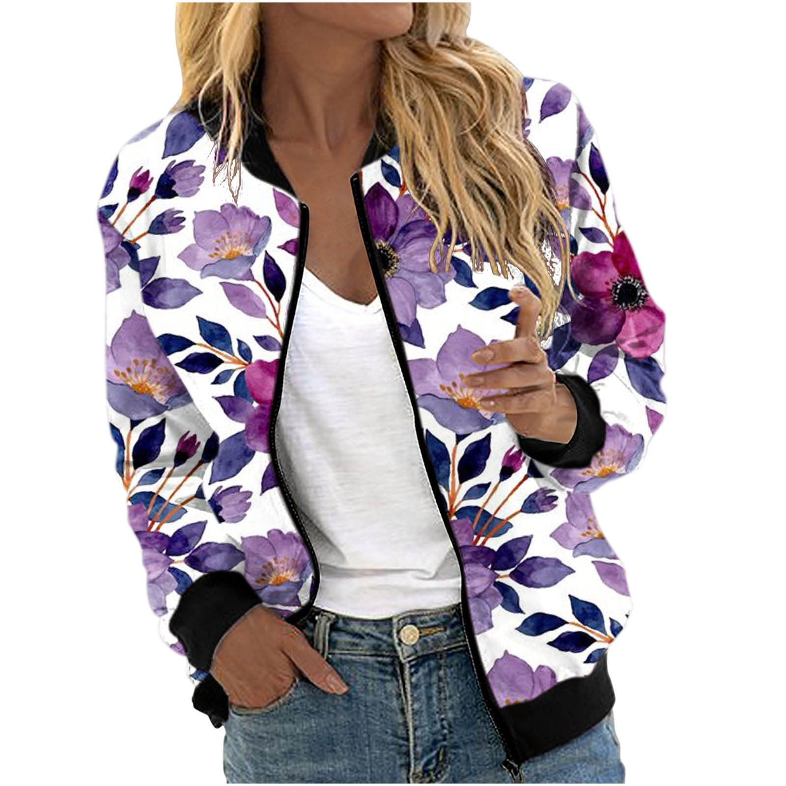 Dilgul Women's Lightweight Bomber Jacket – Zip-Up Sleeveless Biker Coat, Casual Outerwear With Patch Pockets - View #2