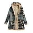 thumbnail image 1 of Dezsed Womens Jackets Coats Women's Cotton And Linen Printing Hoodies for Women Fall Winter Fleece Jacket Casual Hooded Sweatshirts Thick Lined Gray M, 1 of 8
