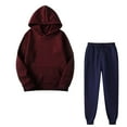 thumbnail image 1 of Dezsed Womens Jogger Outfit Matching Sweat Suits Long Sleeve Hooded Sweatshirt Sweatpants 2 Piece Workout Sports Tracksuit Wine L, 1 of 4
