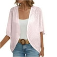 thumbnail image 1 of Dezsed Womens Lightweight Cropped Cardigans Sweaters Solid Color 3/4 Sleeve Cardigans Jacket Open Front Sweaters Pink M, 1 of 7