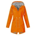 thumbnail image 1 of Dezsed Womens Long Hooded Jacket Clearance Women Solid Color Rain Jacket Outdoor Hooded Windproof Loose With Pocket Coat Orange XL, 1 of 5
