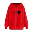 thumbnail image 1 of Dezsed Womens Oversized Hoodies Fleece Sweatshirts Casual Long Sleeve Print Hooded Sweatshirt Tops with Pocket A-Red L, 1 of 4