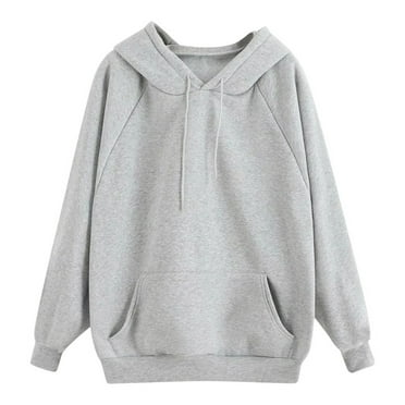 Dezsed Womens Oversized Hoodies Sweatshirts on Clearance Women's Solid Hoodie Sweatshirt Pullover Tops Long Sleeved Tops Bluse Gray XXL