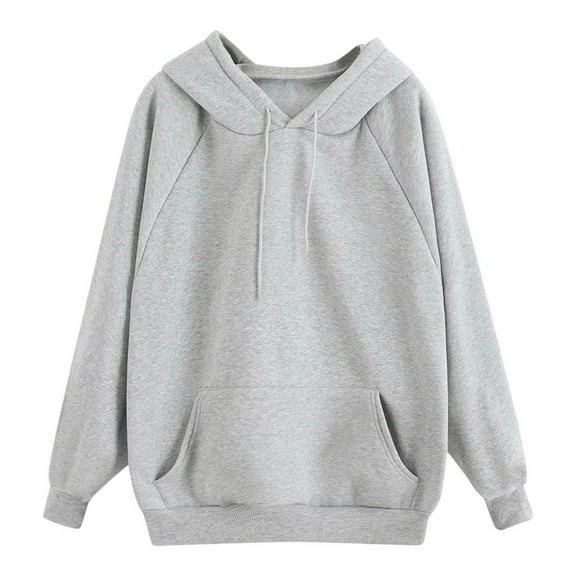 Dezsed Womens Oversized Hoodies Sweatshirts Women's Solid Hoodie Sweatshirt Pullover Tops Long Sleeved Tops Bluse Gray XXL