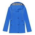 thumbnail image 1 of Dezsed Womens Rain Jacket Women Solid Long Sleeve Rain Jacket Outdoor Hooded Raincoat Windproof Top Blue L, 1 of 5