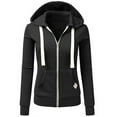 thumbnail image 1 of Dezsed Womens Slim Fit Lightweight Zip Up Hoodie with Pockets Long Sleeve Full-Zip Hooded Sweatshirt Black M, 1 of 5