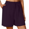 thumbnail image 1 of Dezsed Womens Summer Shorts Casual Comfy Elastic Waist Shorts with Pockets Beach Lightweight Short Pants with Pockets Dark Purple XL, 1 of 6