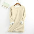 thumbnail image 1 of Dezsed Womens Winter Soft Sherpa Fleece Lined Pullover Crewneck Solid Color Sweatshirt Thickened Plush Warm Long Sleeve Tops Clearance Beige XXXXL, 1 of 7